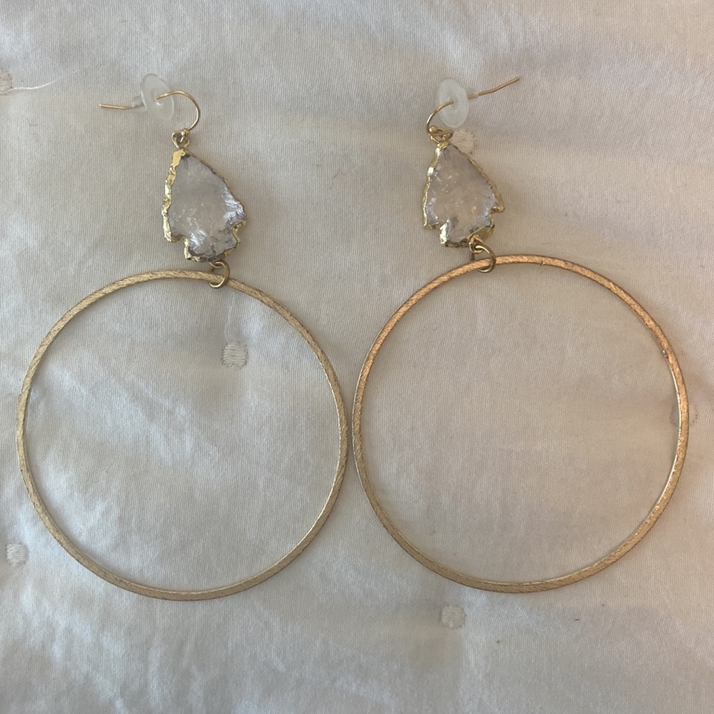 NWOT Jennifer Thames Stone Hoop Earrings